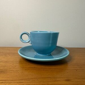 Vintage Fiestaware Turquoise Ring Tea Coffee Cup and Saucer Fiesta Ware 2 pc set